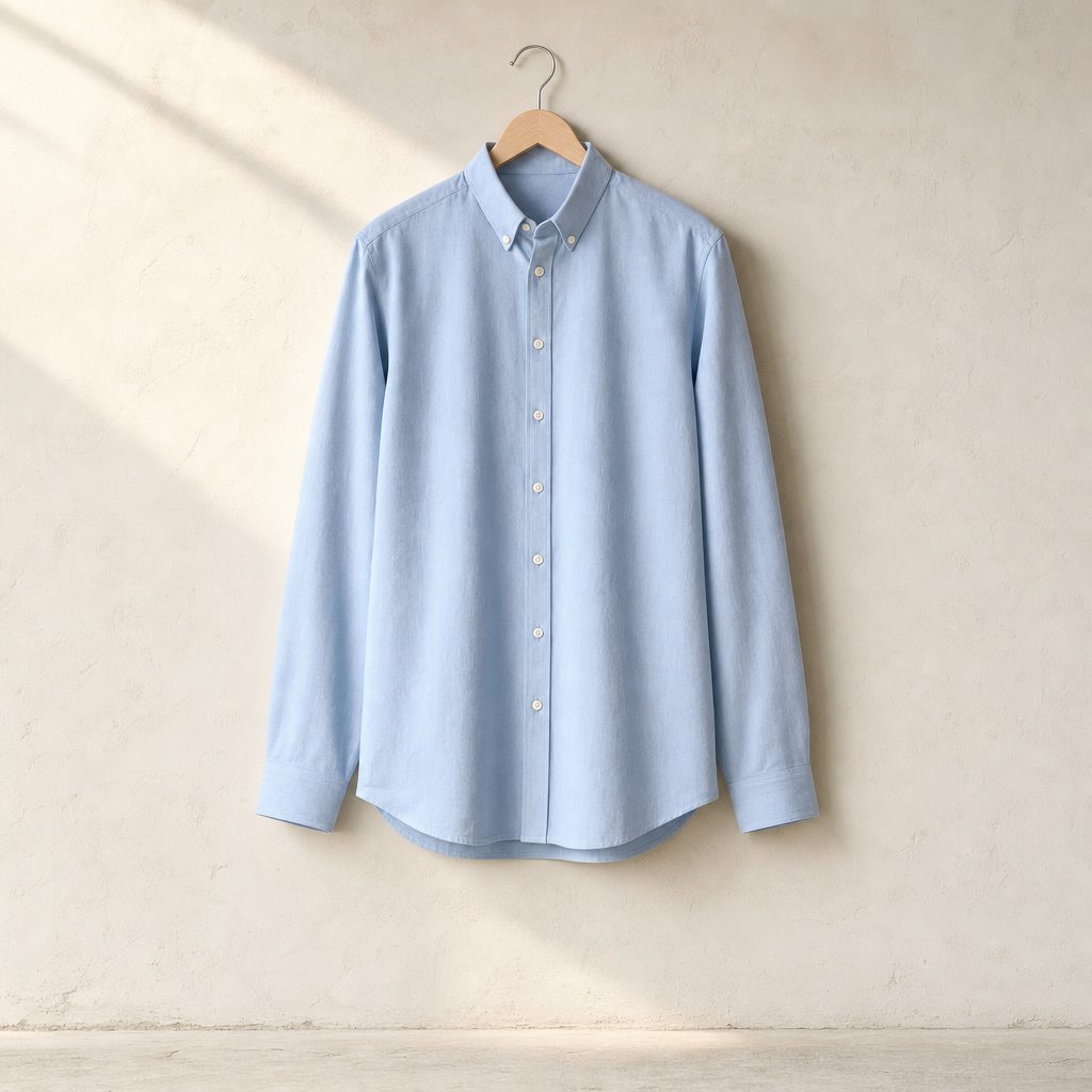 [CAMI-OXF-ML-BLA-S-REG] Camisa Oxford de algodón orgánico (Blanco, S, Regular Fit)